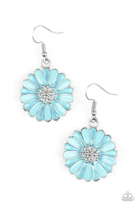 PAPARAZZI ACCESSORIES DISTRACTED BY DAISIES BLUE EARRINGS